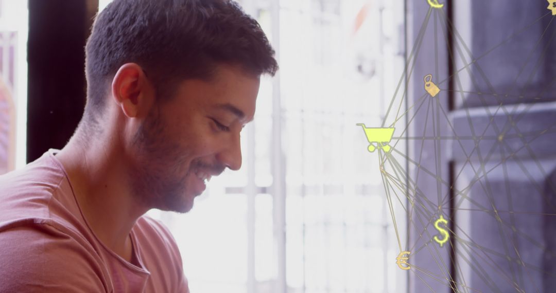 Man Engaging with Digital Technology at Home