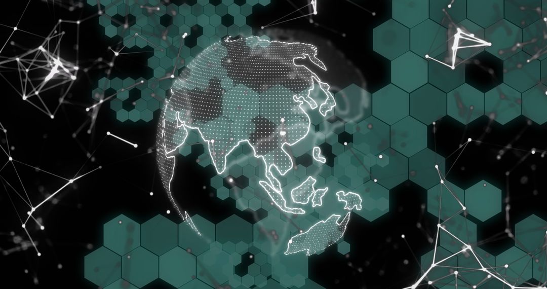 Digital globe with hexagonal data interface visualization