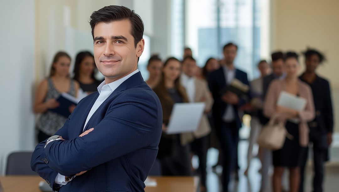 Confident Business Leader Guiding Team Towards Success