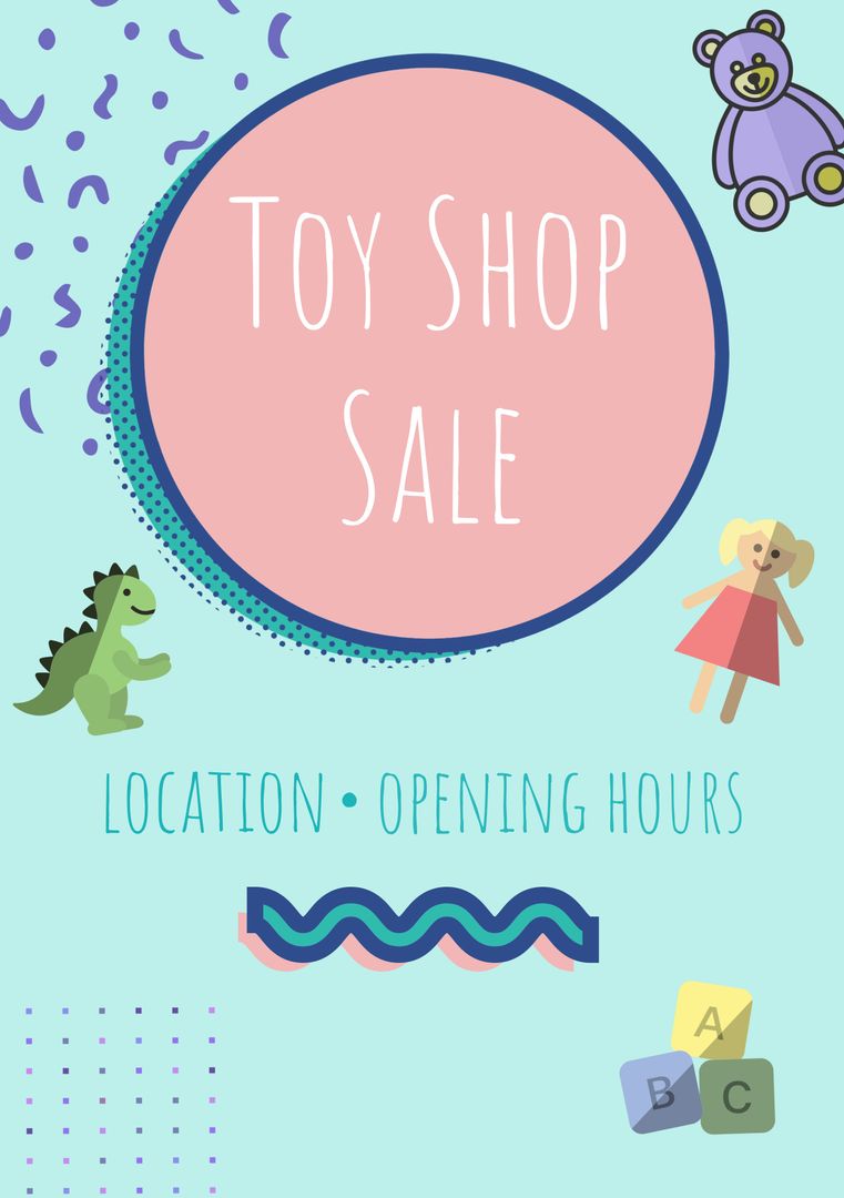 Colorful Toy Shop Sale Promotion with Cute Illustrations