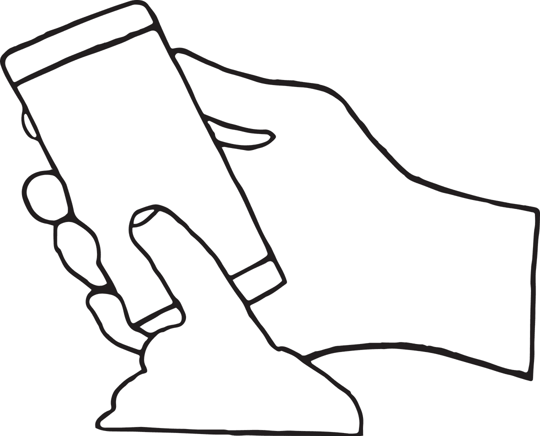 Transparent Outline of Hand Holding Smartphone Illustration