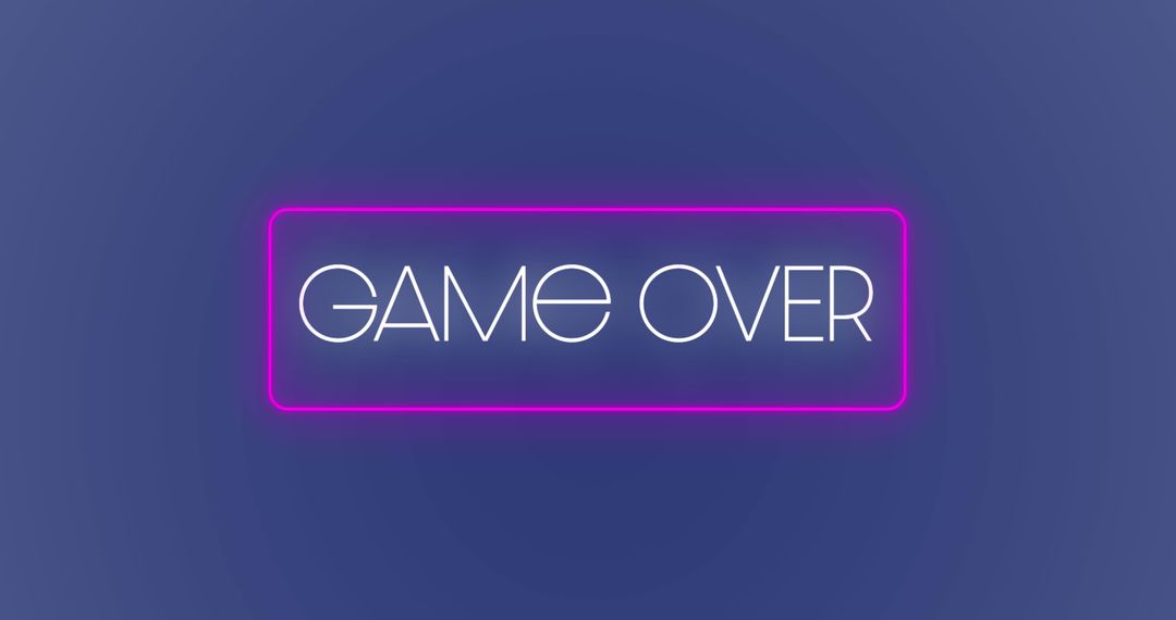 Neon Game Over Sign on Blue Background