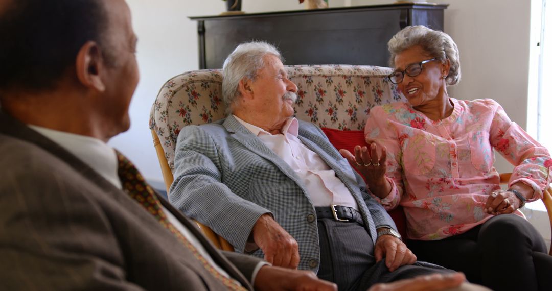 Elderly Friends Conversing at Nursing Home