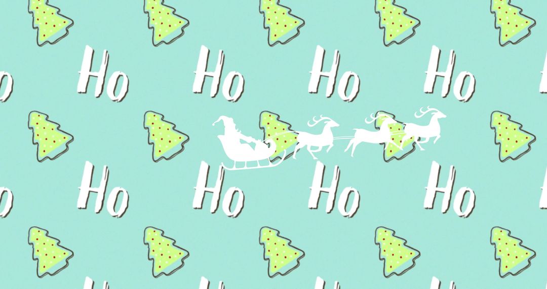 Santa's Sleigh with Reindeer on Festive Holiday Pattern