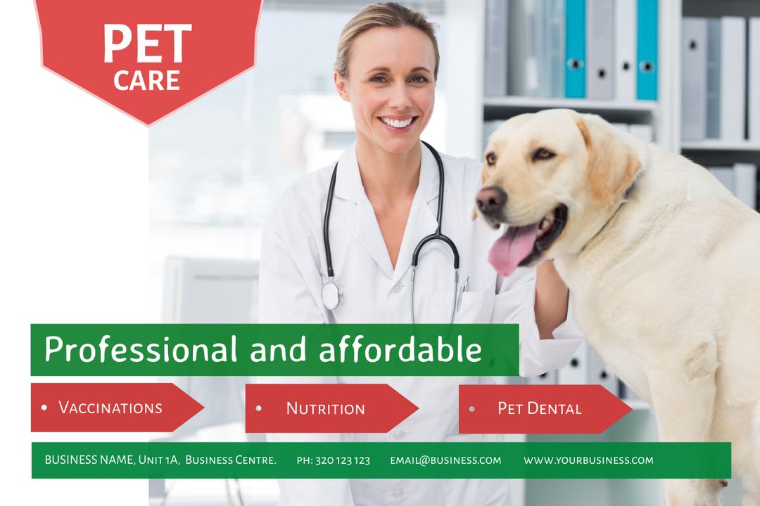 Smiling Veterinarian With Dog Promotes Professional Pet Health Services - Download Free Stock Templates Pikwizard.com