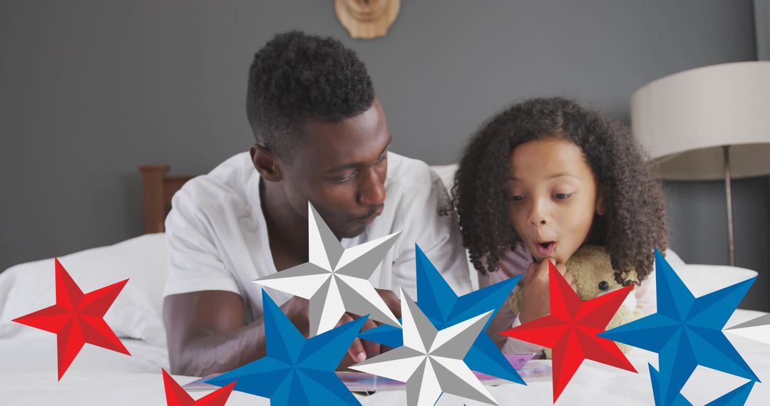 African American Father and Daughter Enjoying Quality Time with Stars
