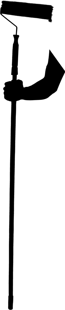 Transparent Hand Holding Paint Roller Silhouette