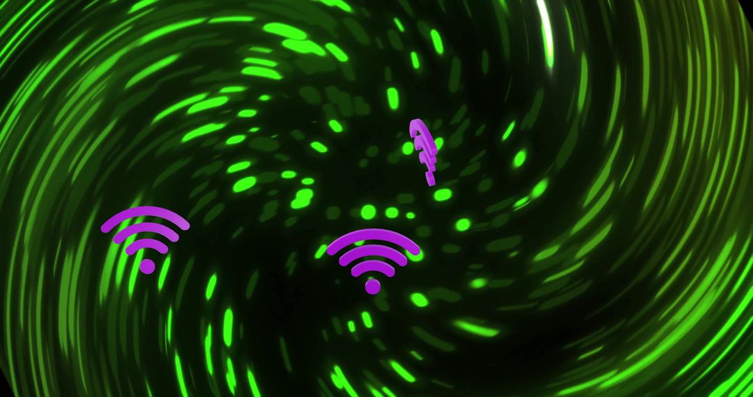 Digital Connectivity Concept with WiFi Icons and Neon Light Trails