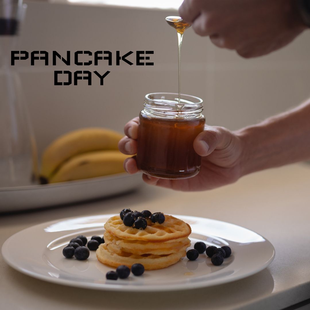 Celebrating Pancake Day with Fresh Waffles and Blueberries - Download Free Stock Templates Pikwizard.com