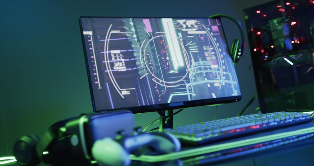 Futuristic Gaming Setup with Ergonomic Accessories