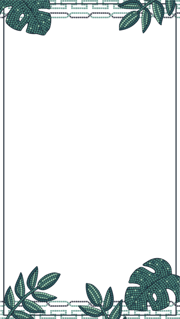 Transparent Ornamental Leaf Frame with Mosaic Design