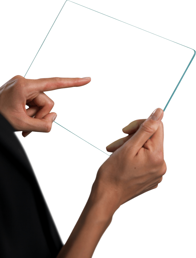 Businesswoman Pointing at Transparent Glass Interface