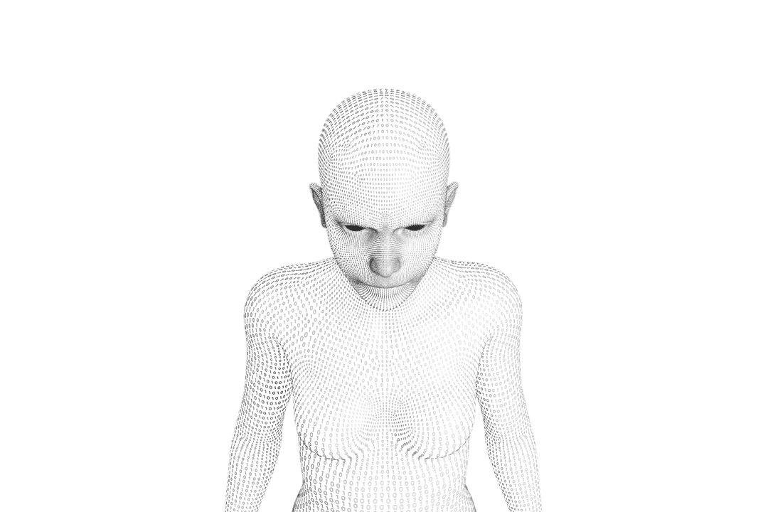 Futuristic Digital Woman on Transparent Background