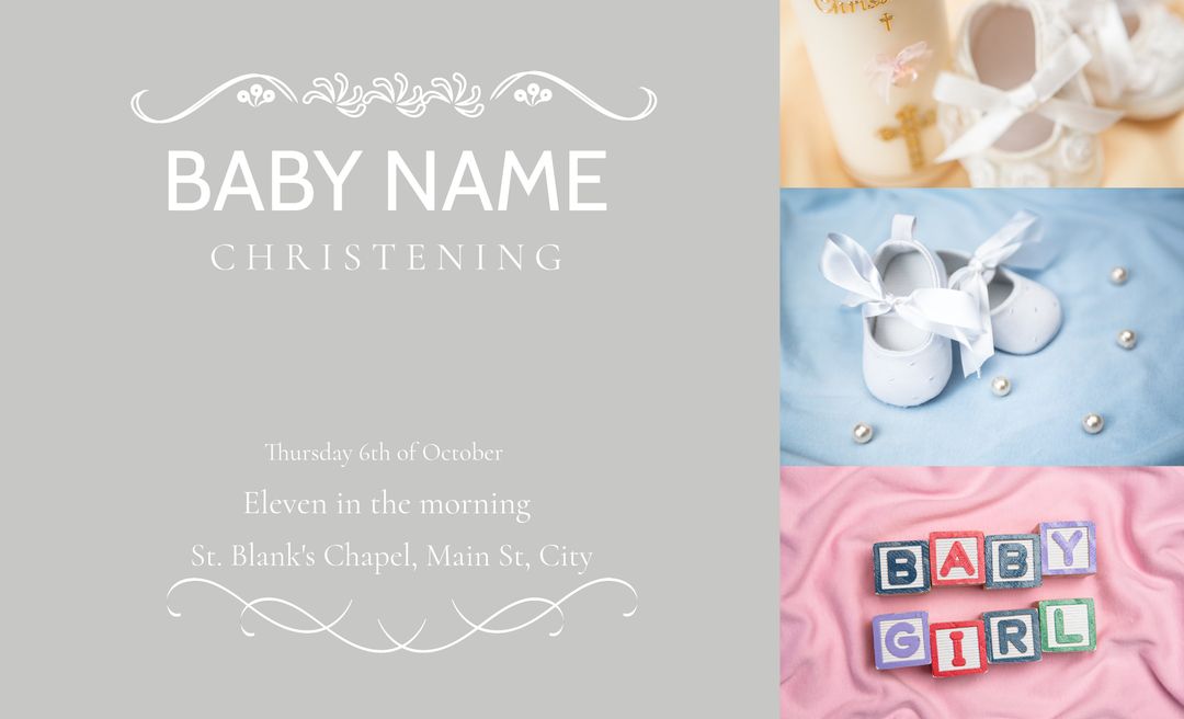 Elegant Christening Invitation for Baby Girl's Milestone Moments - Download Free Stock Templates Pikwizard.com