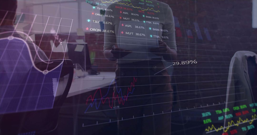 Global Business Strategy Discussion with Data Analytics in Modern Office