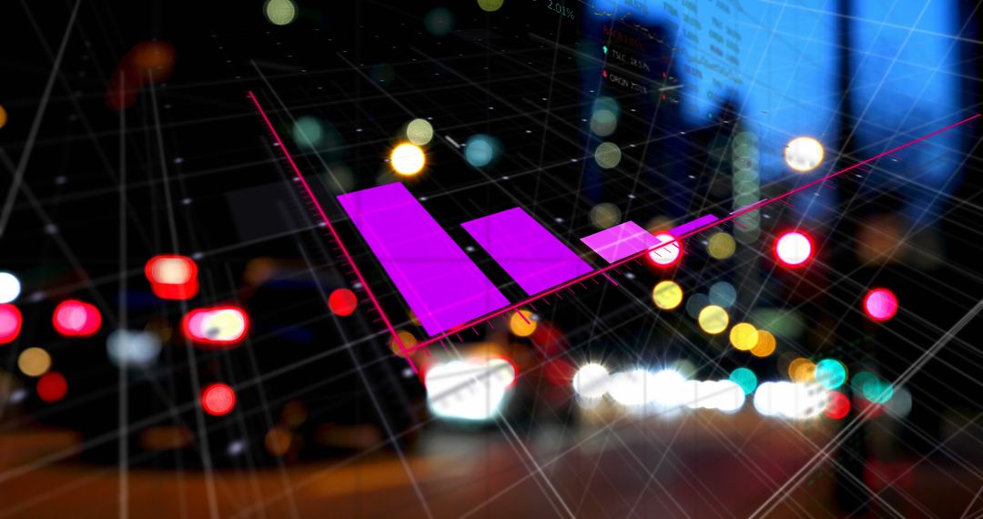 Digital Graph and Data Overlaid on Urban Cityscape