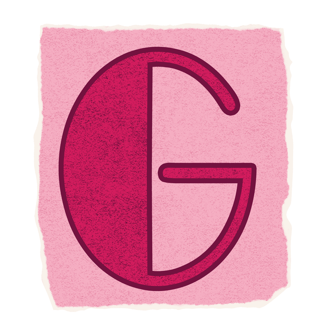 Bold G Typography on Torn Pink Transparent Background for Modern Applications