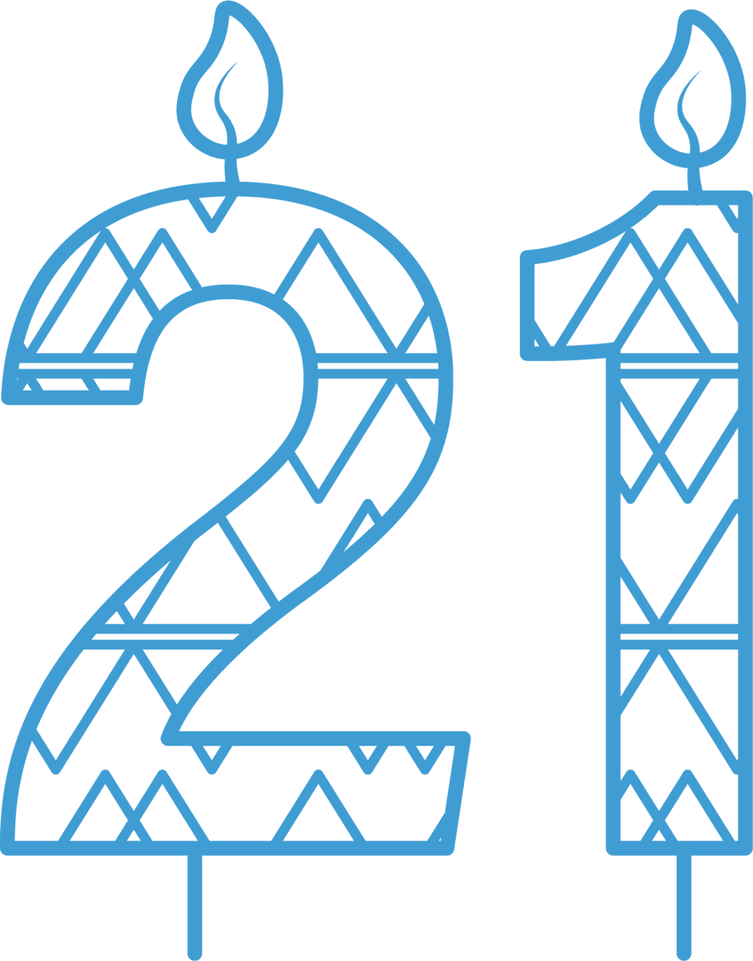 Transparent Birthday Candle Number 21 Illustration