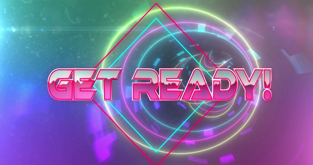 Vibrant Digital Get Ready Sign with Neon Graphics