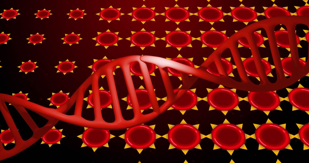 Abstract DNA Structure and Red Blood Cells on Red Background - Free Images, Stock Photos and Pictures on Pikwizard.com