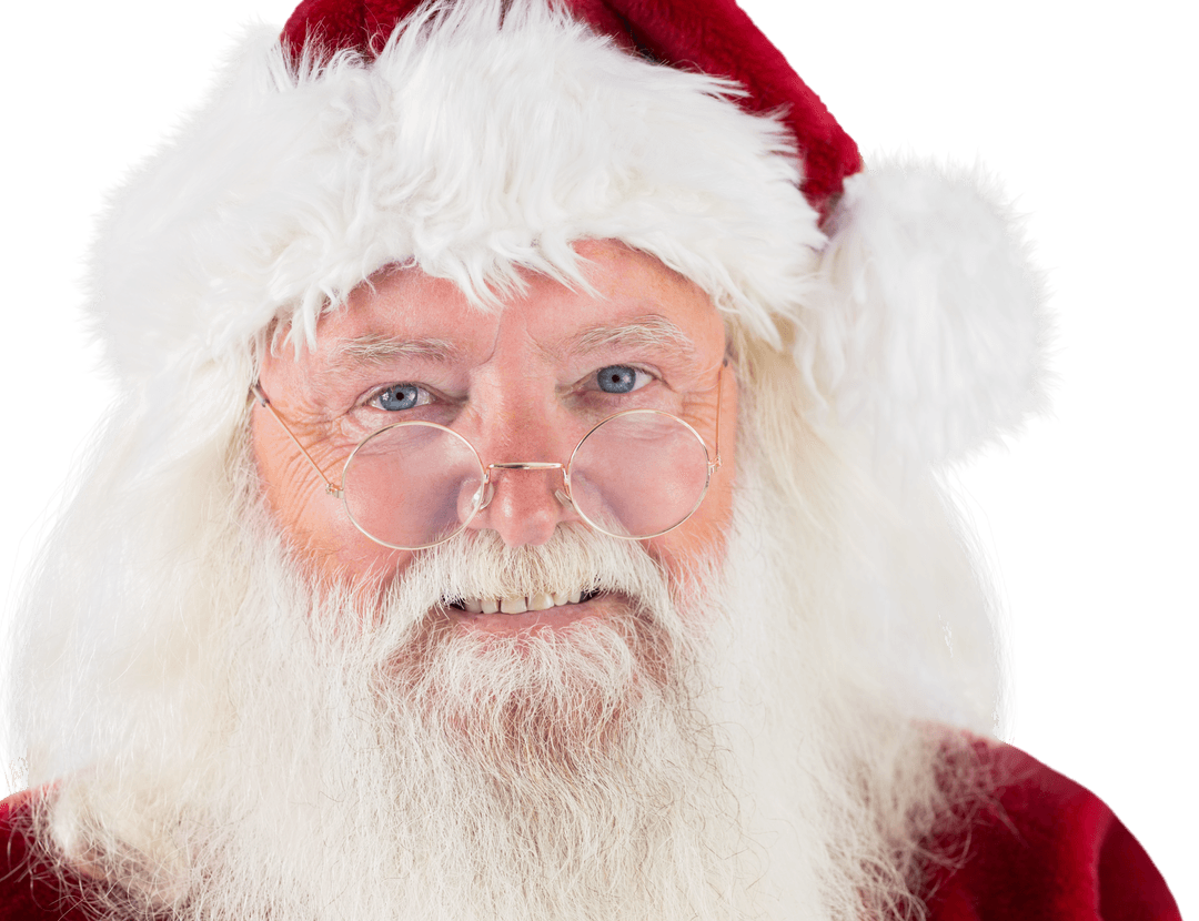 Cheerful Santa Claus Smiling with Transparent Background
