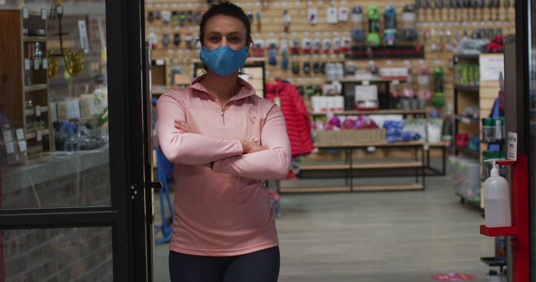 Woman Wearing Mask Standing in Retail Store - Free Images, Stock Photos and Pictures on Pikwizard.com