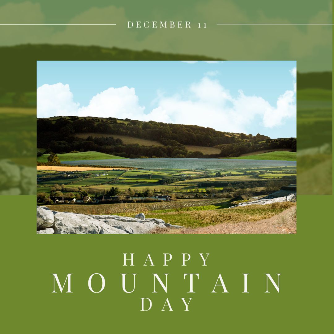 Happy Mountain Day Scenic Landscape with Rolling Hills