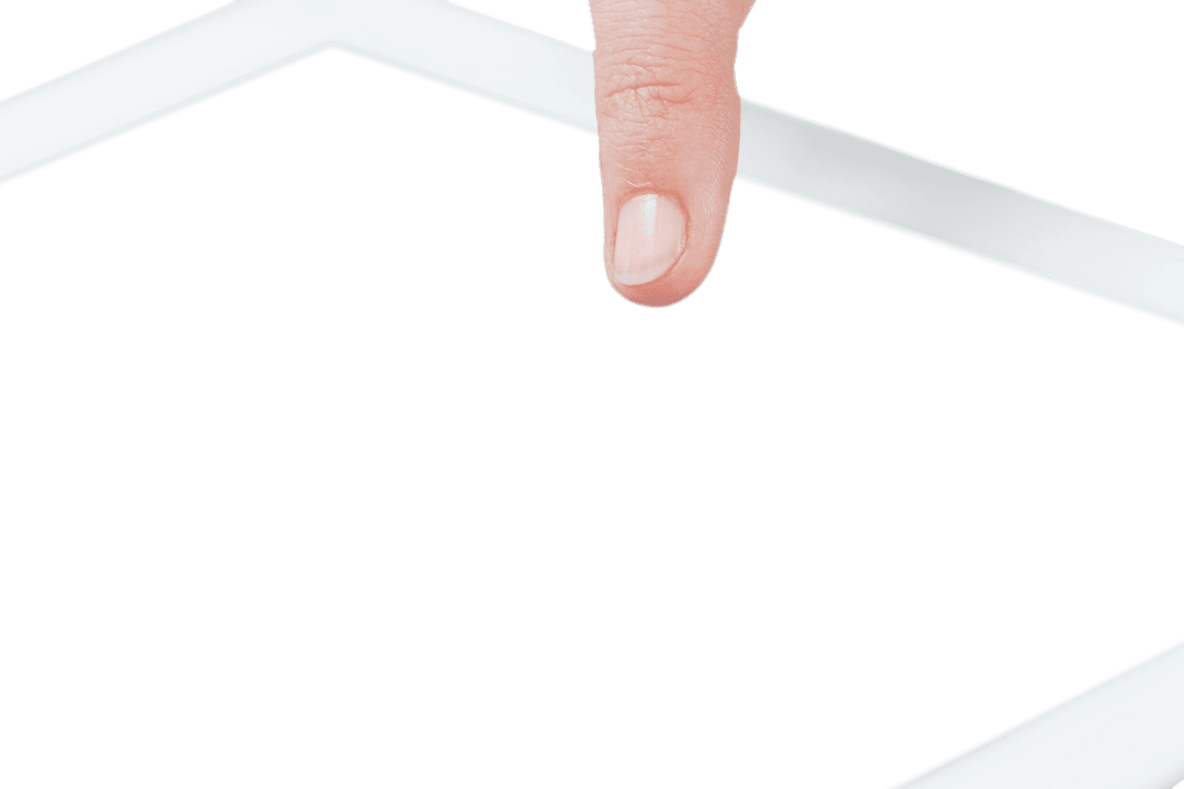 Close-Up Transparent Hand Touching Tablet Screen