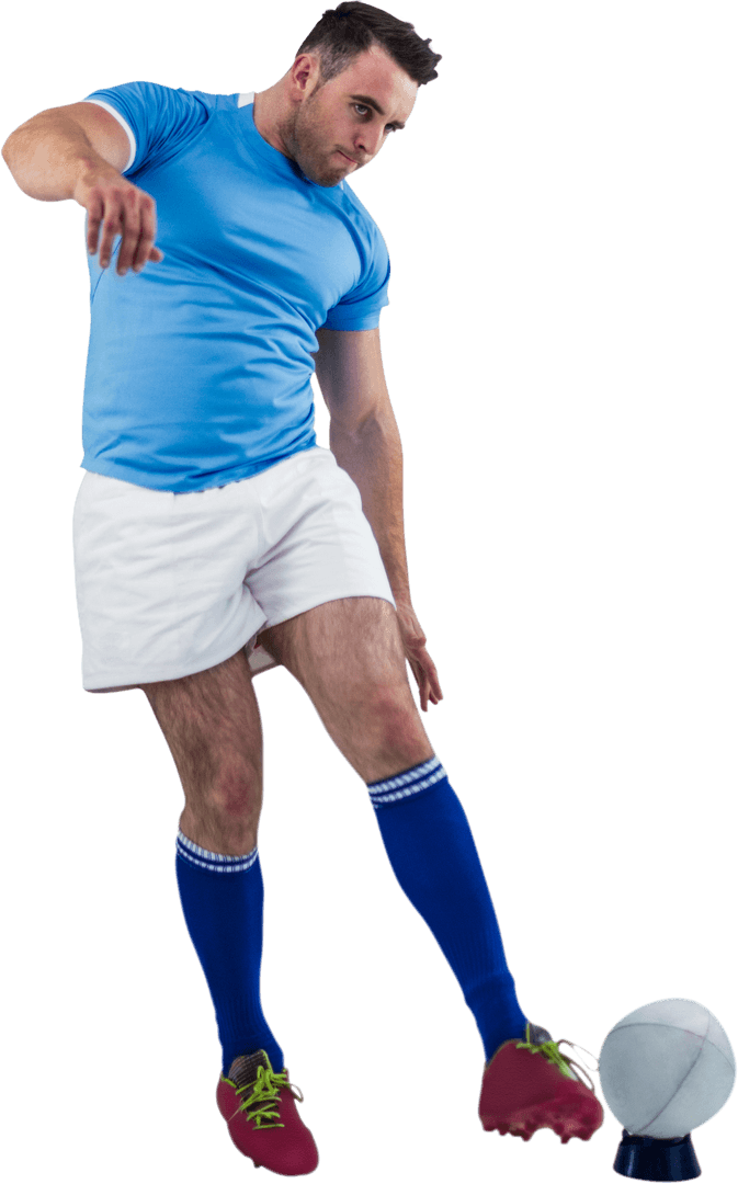 Transparent Rugby Player Preparing Powerful Kick Action