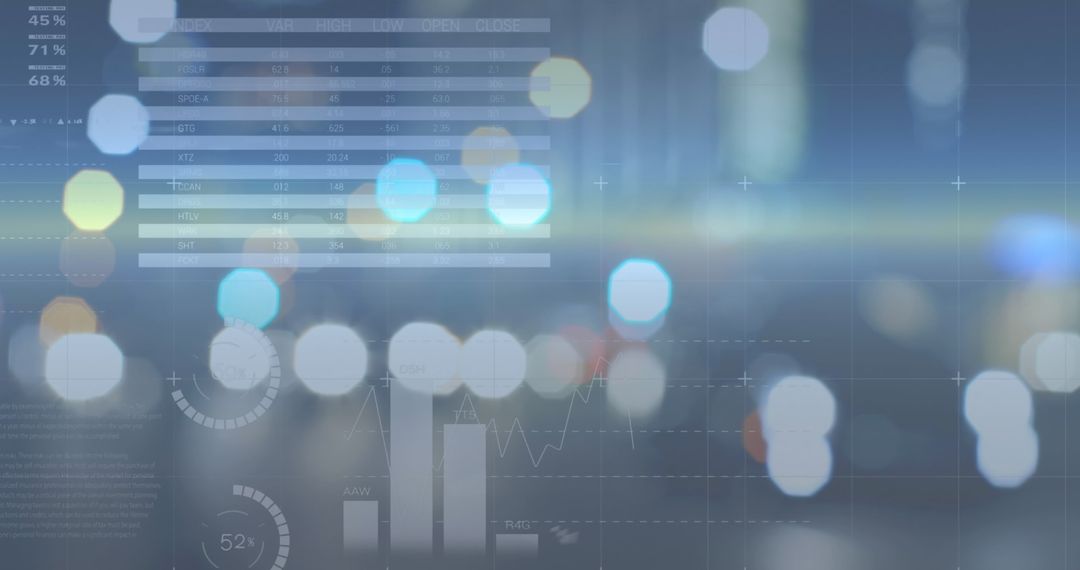 Abstract Bokeh with Futuristic Infographic Interface Overlay