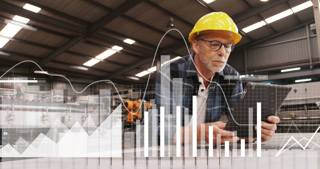 Engineer Analyzing Industrial Data on Tablet in Factory - Free Images, Stock Photos and Pictures on Pikwizard.com