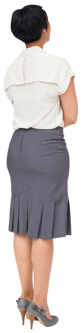 Back View of Hispanic Businesswoman on Transparent Background