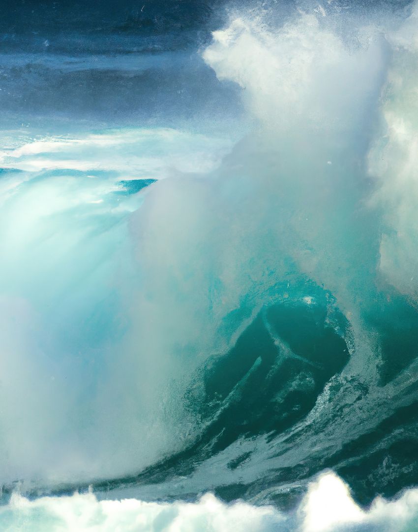 Powerful Ocean Wave Crashing with Foam in Turquoise Ocean - Free Images, Stock Photos and Pictures on Pikwizard.com