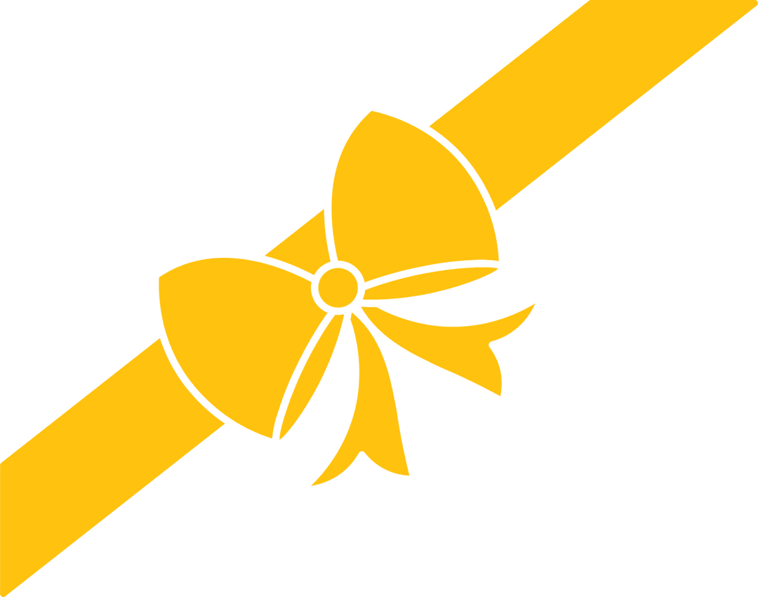 Yellow Gift Ribbon Bow on Transparent Background Vector Illustration