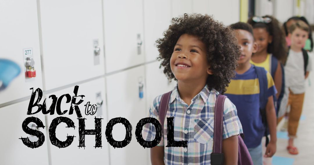 Excited Children Returning to School with Back to School Theme