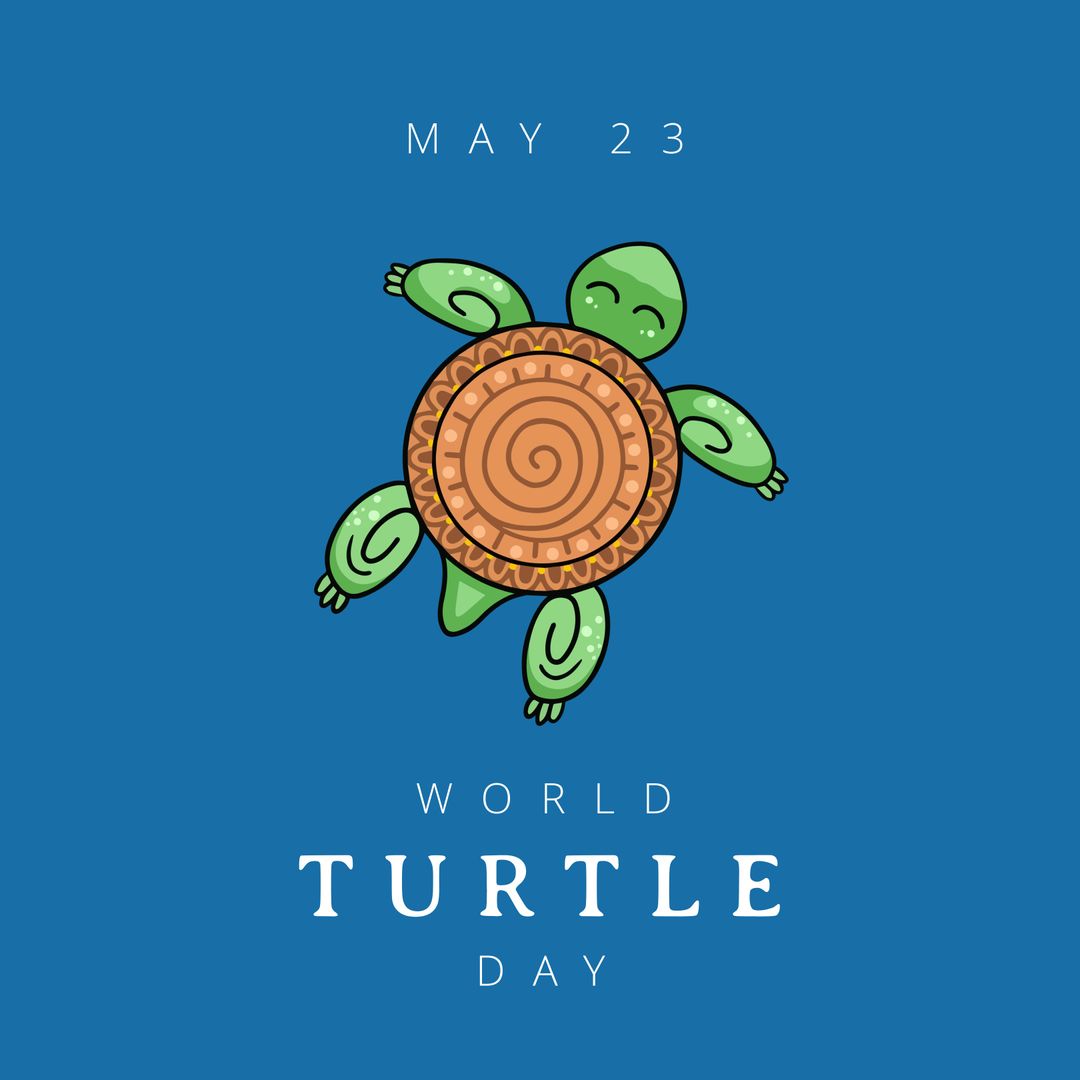 World Turtle Day Illustration with Turtle Against Blue Background