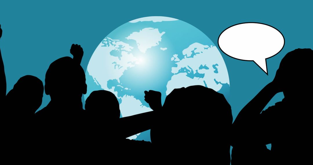 Silhouetted Crowd with Speech Bubble Global Concept