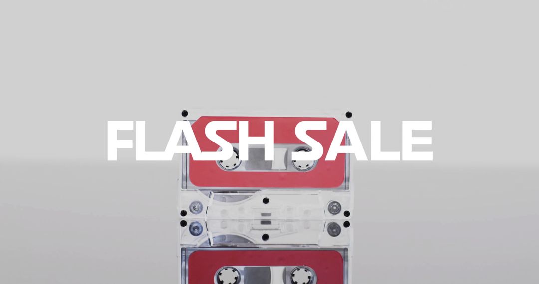 Retro Audio Cassette with Flash Sale Announcement