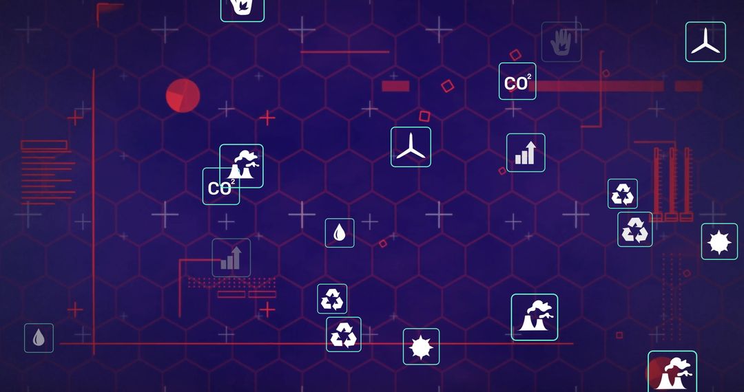 Sustainable Technology Interface with Ecology Icons and Data