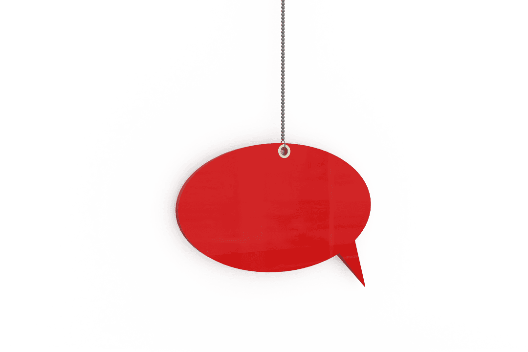 Hanging Red Speech Bubble on Transparent Background