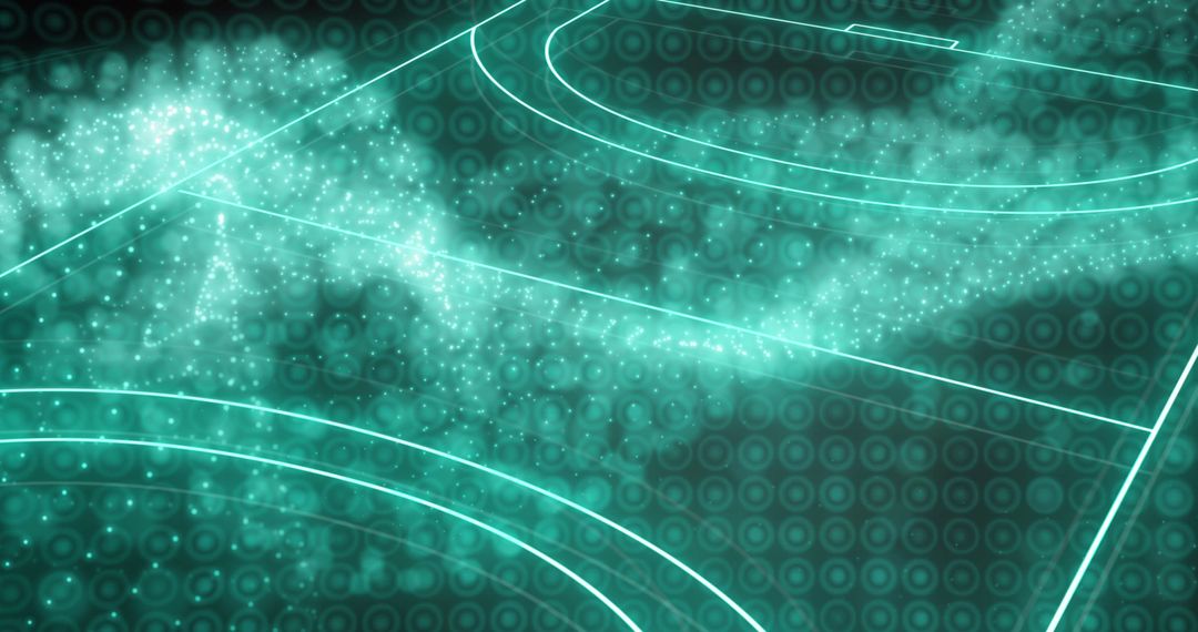 Digital Neon Sports Field with Data Overlay