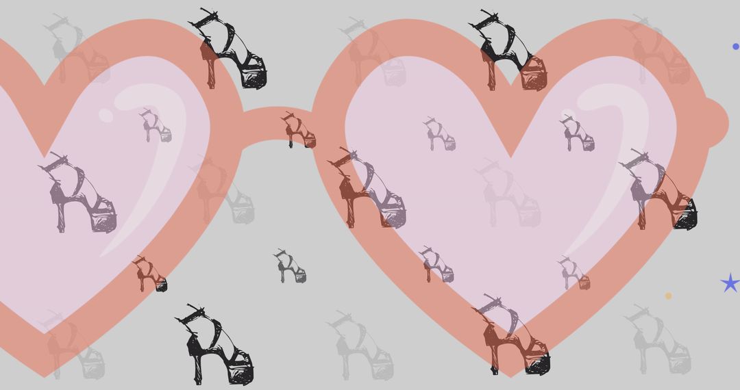 Heart Shaped Sunglasses with High Heel Shoe Pattern Digital Art