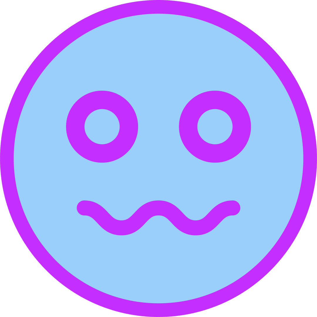 Transparent Uneasy Emoji with Blue and Magenta Colors