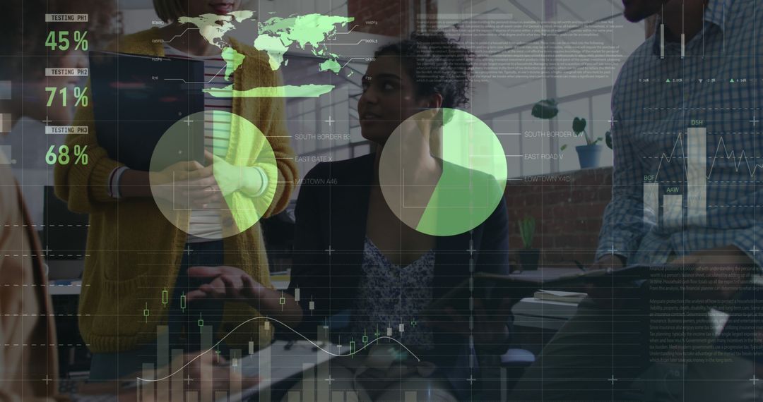 Diverse Team Analyzing Global Data with Digital Interface - Free Images, Stock Photos and Pictures on Pikwizard.com