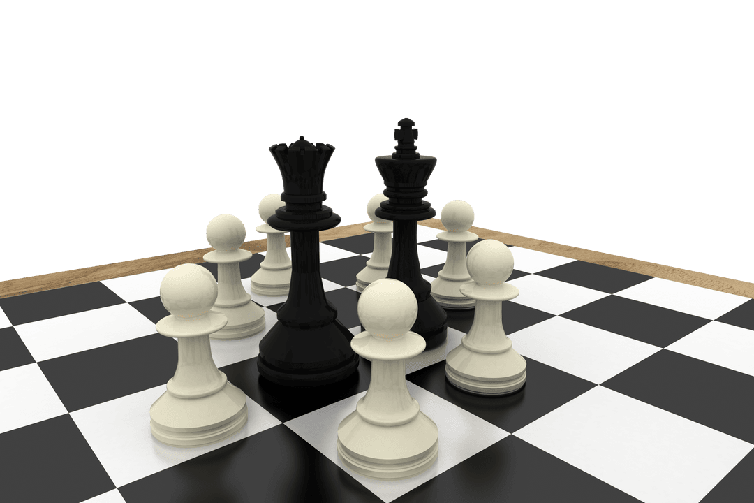 Transparent Chessboard Strategy: Black King and Queen Cornered