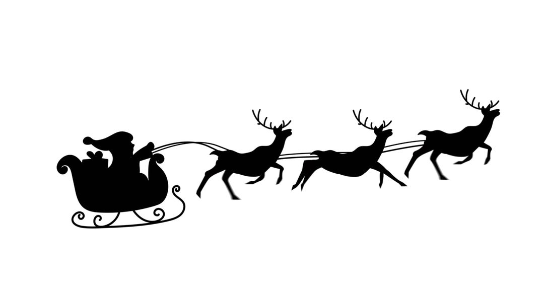 Santa Claus Sleigh Silhouette with Reindeers on White - Free Images, Stock Photos and Pictures on Pikwizard.com