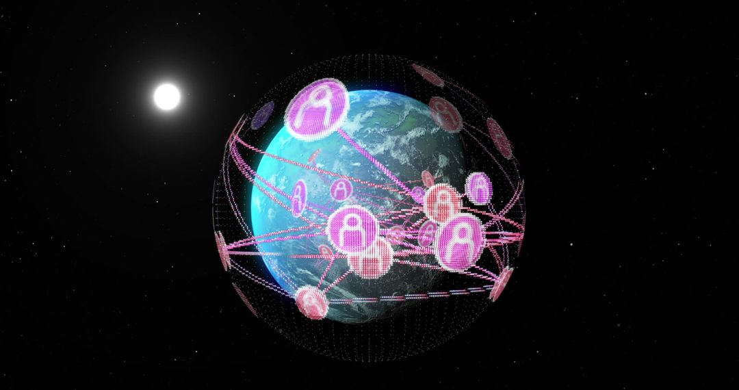 Global Communication Network Conceptual Globe with Digital Icons