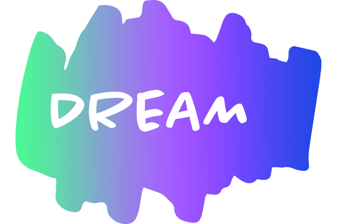 Dream Text with Colorful Wave on Transparent Background