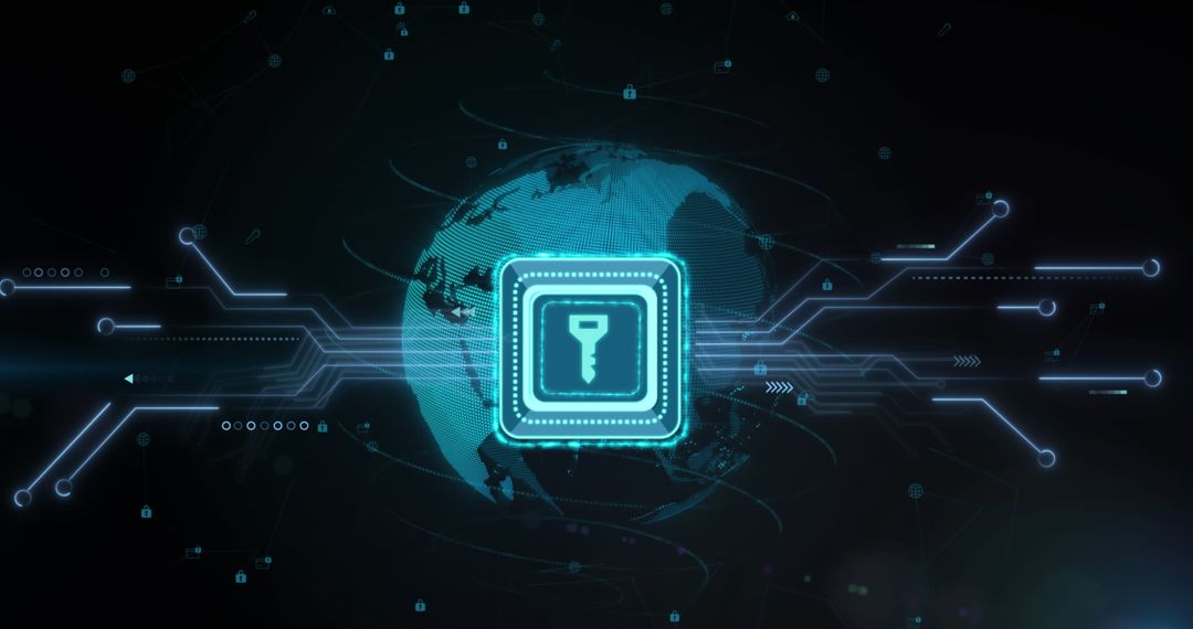 Global Cybersecurity Digital Interface Concept with Key