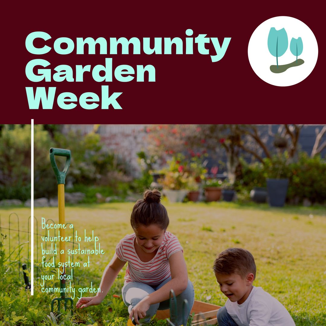 Children Engaging in Community Garden Week Activities